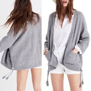 Madewell Side Lace-Up Knit Cardigan in Stone Grey